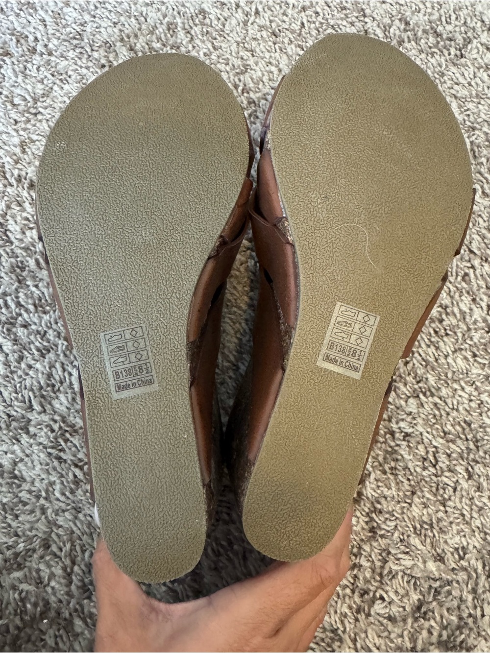 Brown Leather Crossover Wedge Slides - Picture 3 of 3